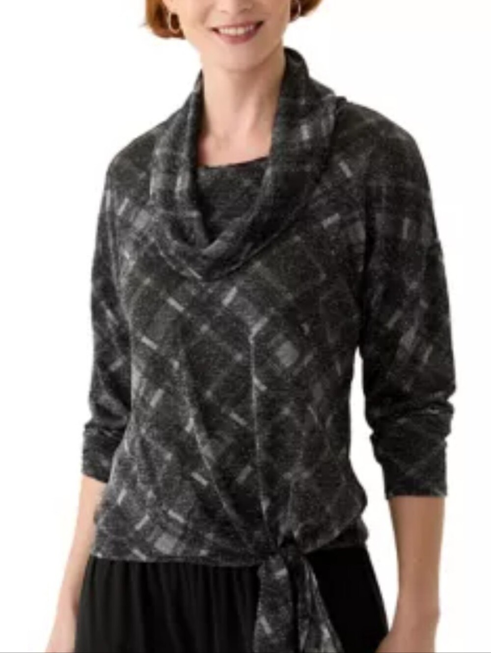 Women's AGB Shimmer Cowl Neckline Top Sz Petite Small NWT